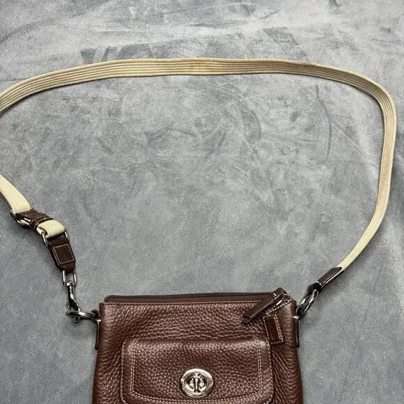 Coach Hamilton Brown Pebbled Leather Swingpack Crossbody Shoulder Bag Handbag - Picture 6 of 15